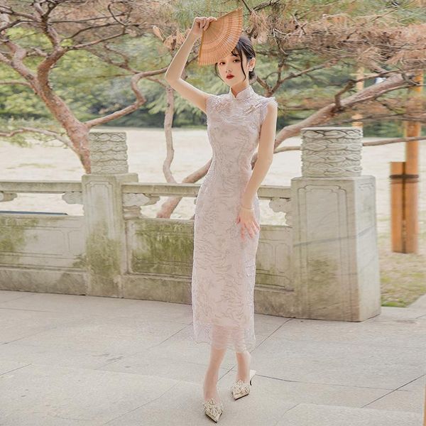 

casual dresses make spot heavy embroidery retro elegant girl modified cheongsam dress stores, Black;gray