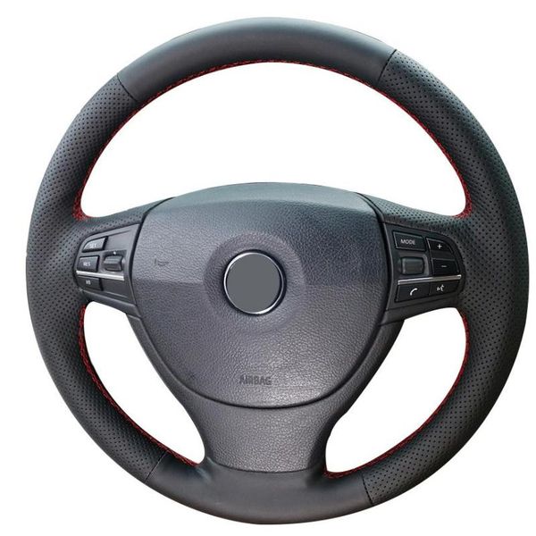 

steering wheel covers non-slip durable black synthetic leather car cover for f10 523li 525li 2009 730li 740li 750li