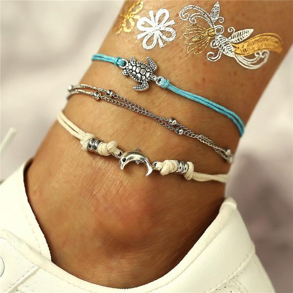 

anklets bohemian animals style ankle bracelet for women girls leg chain round anklet vintage foot jewelry accessories 2021, Red;blue