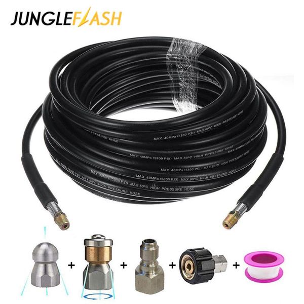 

water gun & snow foam lance 6/10/15/20/30 meters high pressure washer hose pipe cord car cleaning extension with 4 adapter for karcher