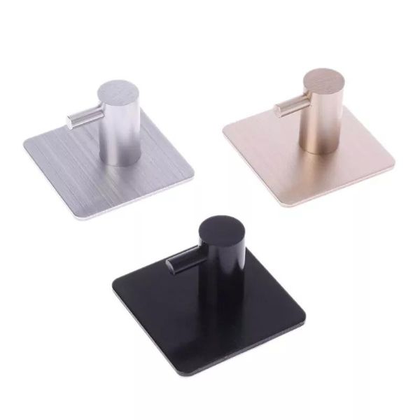 

hooks & rails multi-purpose self adhesive aluminum hook durable wall door storage support home kitchen clothes key towel rack