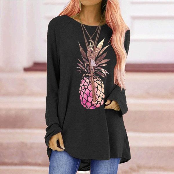 

women's t-shirt t-shirts 2021 fashion loose trend printed round neck long sleeve casual blusa de frio feminina, White
