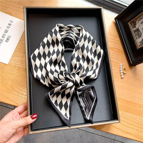 

scarves skinny hair scarf women headbands neckerchief hairband fashion neck tie wrist bag wrap bandana female foulard 2021, Blue;gray