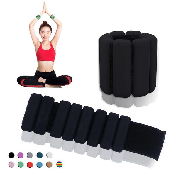 

wrist support 1 pair adjustable weight wristband multiple color silicone wearable ankle weights for yoga pilates running fitness trainer, Black;red