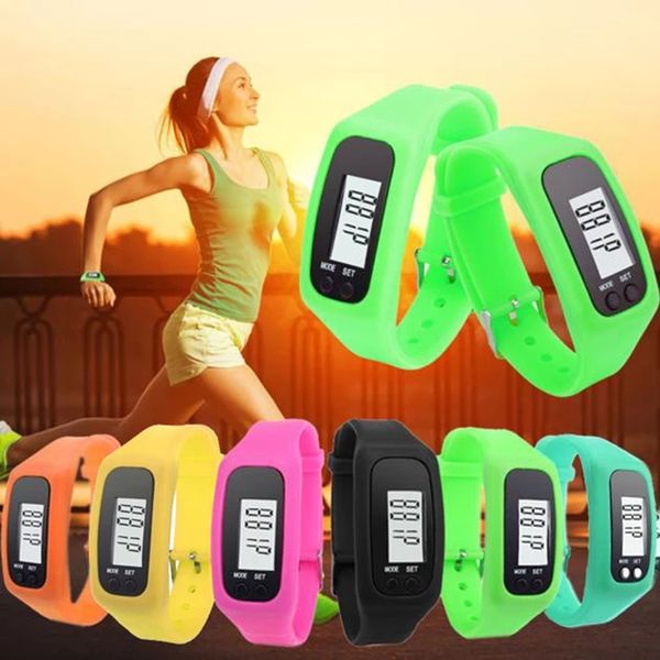 Digital LED Pedômetro Smart Wristbands Multi Relógio Silicone Silicone Run Passagem De Passagem Calorie Contador Pulseira Pulseira Eletrônica Pedômetros Coloridos