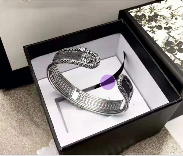 Retro S925 Sterling Silver Snake Pulseira Masculino e Feminino Casais Punk Hop Hop Jóias