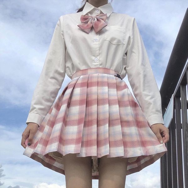 

plaid jk pleated a womens skirt version anti glare high waist short flameproof cute, Black