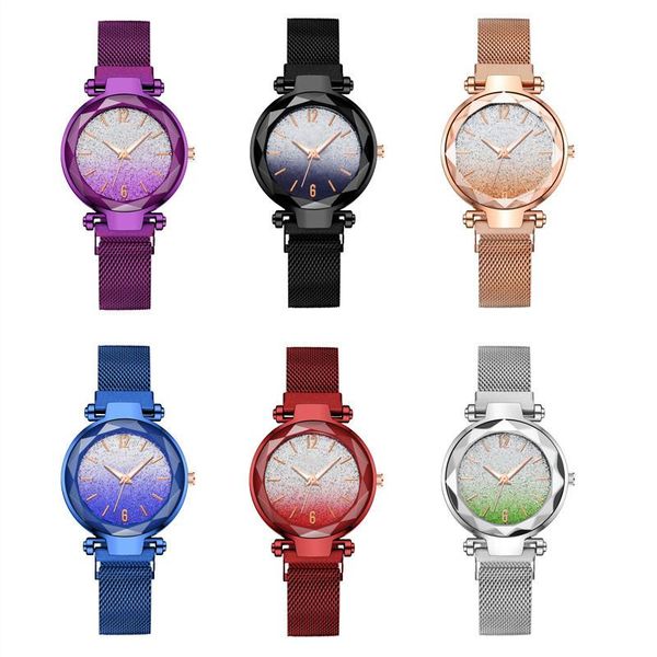 

luxury magnetite buckle starry sky fashion classic roman ladies quartz watch clock gift wristwatches, Slivery;brown