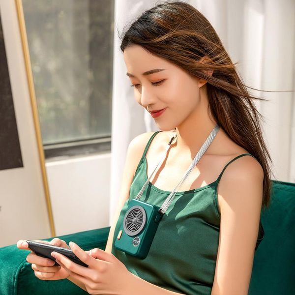 

electric fans retro style halter fan hands neck hanging mini 3-speed sports desk silent portable usb charging