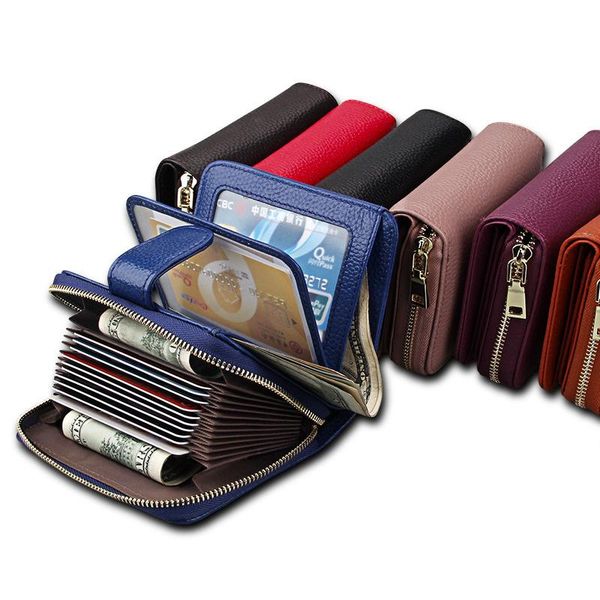 

card holders women men's leather wallet fashion money coin purses pouch brand bank holder, Brown;gray