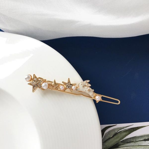 

hair accessories star girls rhinestone pearls clips beautiful little, Slivery;white