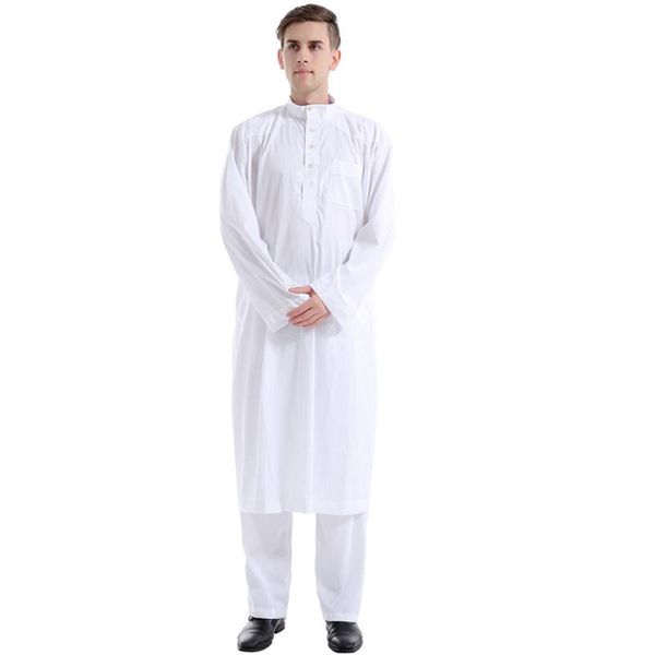 

2pcs jubba thobe men ramadan pants sets dubai abaya islamic clothing casual solid color trousers eid mubarak modest ethnic, Red