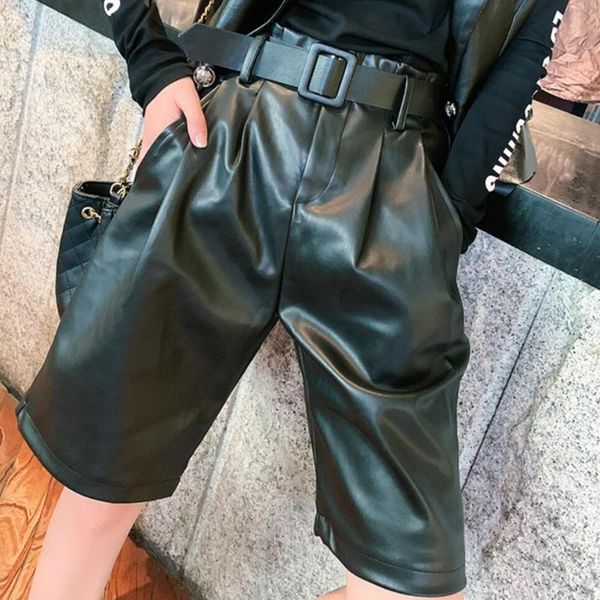 

women's pants & capris plus size 3xl2021 autumn fashion ankle length pu women high waist wide leg, Black;white