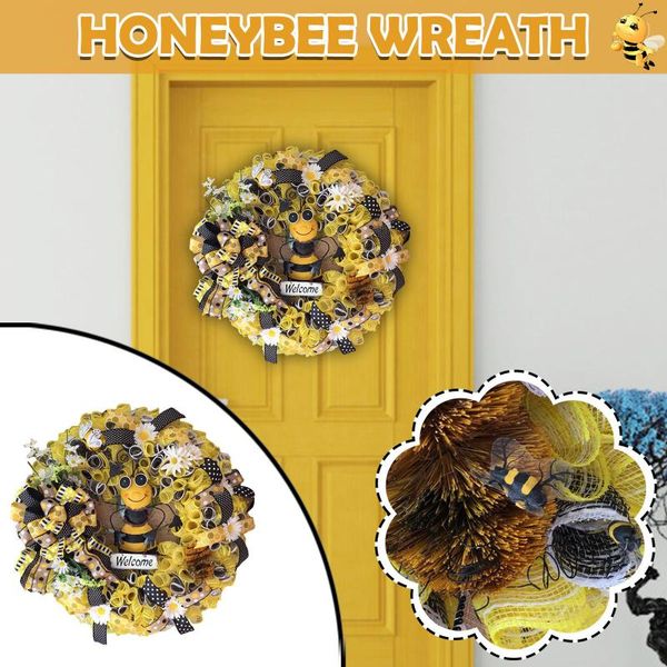 

simulation artificial garland leaf bee sunflower wreath hanging pendants wedding festival door home decor decorative flowers & wreaths