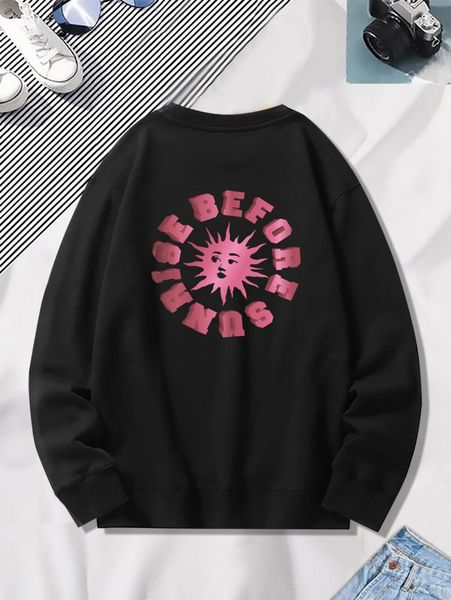 

men letter graphic drop shoulder sweatshirt d4qm#, Black