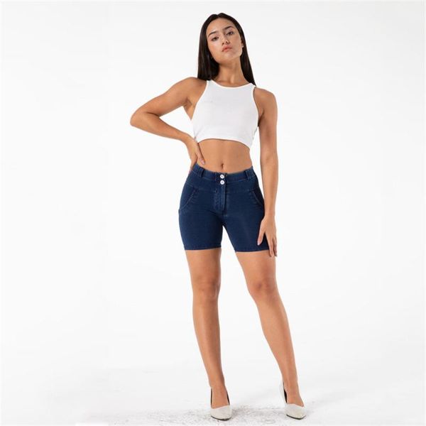 

yoga outfit shascullfites melody mid rise skinny denim blue shorts scrunch bum lift gym and shaping knickers