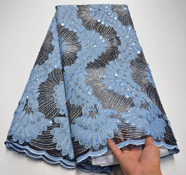 

ribbon african lace fabric 2021 sequins french net tulle mesh fabrics swiss voile wedding fb5824, Pink;blue