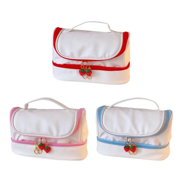 

pencil bags portable 2-layer case staionery storage holder bag for children students