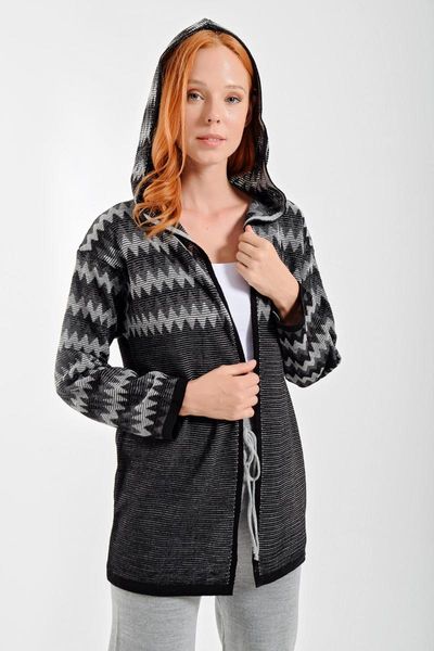 

women's wool & blends hooded inca long knitwear cardigan season sleeve pattern stylish sports, Black