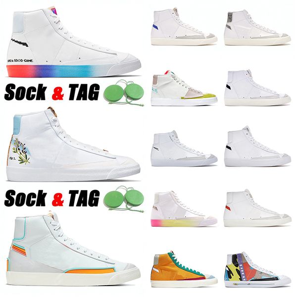 

blazer mid 77 running shoes mens women high sneakers vintage indigo infinite kumquat sketch white black thermal city pride chicago have a go, White;red