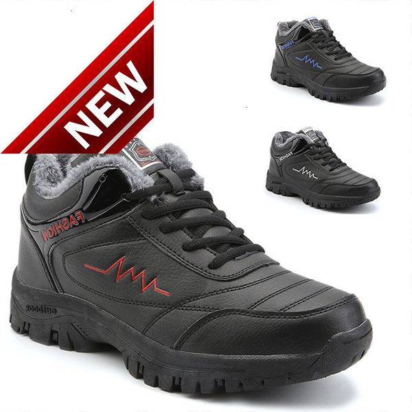 

men's winter high plush warm mountaineering hiking outdoor cotton shoes large 45, Black