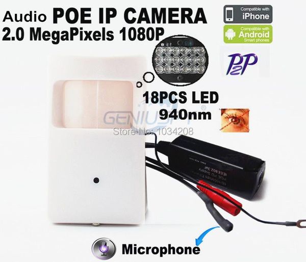 

poe mini ip camera hd night vision 940nm led pir motion detector kamera style covert xmeye cameras