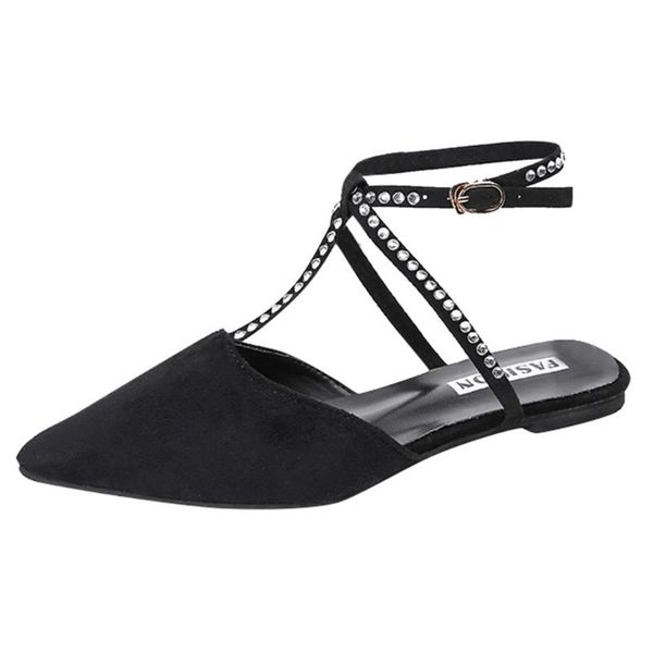 

women's sandals plus size flat women shoes pointed toe casual crystal beach slippers summer for, Black