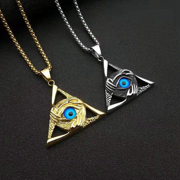 

pendant necklaces turkish evil eye charm chain gold silver color stainless steel necklace for women men hip hop jewelry drop