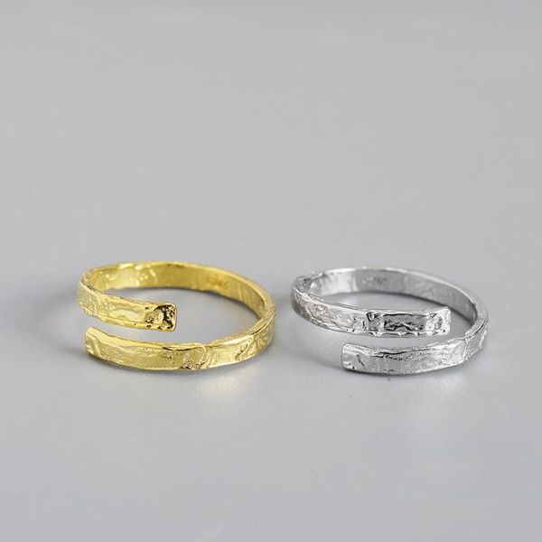 

cluster rings sterling silver 925 for women girls vintage foil textured ring open size adjustable fine jewelry gold hypoallergenic, Golden;silver