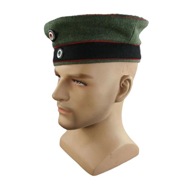 

wide brim hats german em bervet cap m1910 black band + red piping, Blue;gray