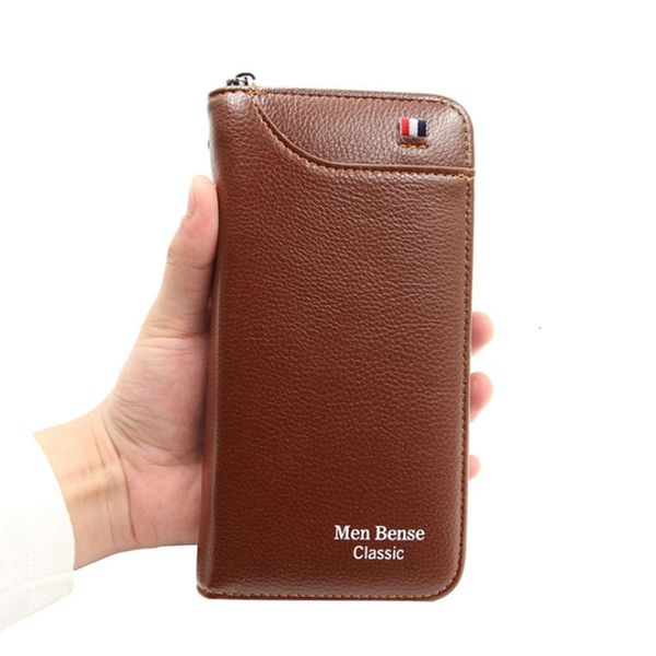 

the wallet casual zipper long wallet business fashion handbag large capacity men's wallet, Black