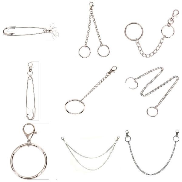

keychains 1pcs metal trousers pant chain wallet belt rock punk jeans keychain ring clip keyring hiphop trendy jewelry, Silver