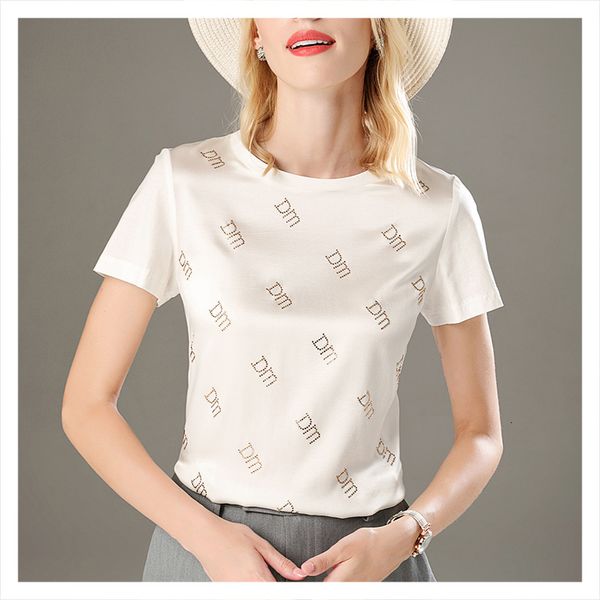

t shirts 2021 summer short-sleeved t-shirt thin short slim section silk top, White