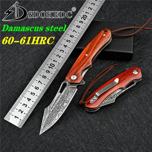 

sdokedc knives vg10 damascus ba bearing hunting foding bade knife tactica miitary outdoor surviva edc wood pocket knifes