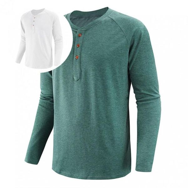 

men's casual shirts men pullover crew neck lightweight long sleeve buttons solid color bottoming shirt basic for daily wear, White;black