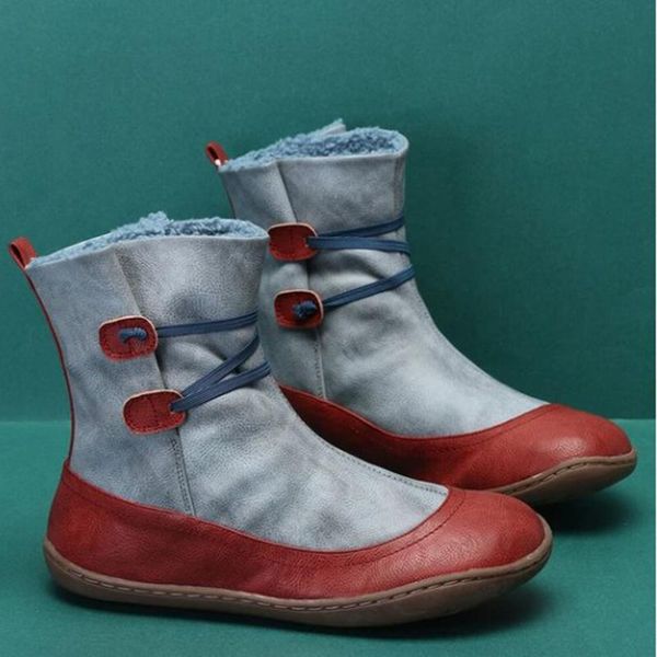 

boots 2021 ankle autumn retro elastic lace-up casual women's shoes stitching comfortable flat women short, Black