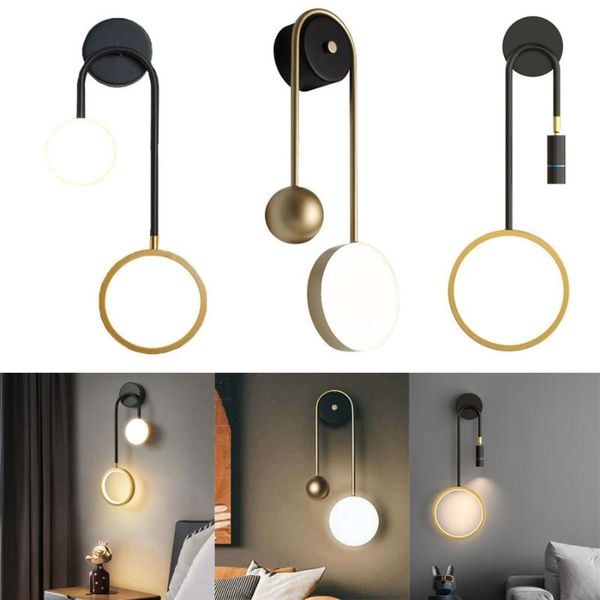 

nordic led wall lamp for bedroom bedside aisle corridor living room background light villa apartment stair sconce