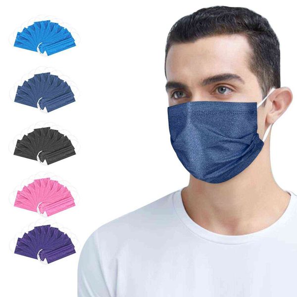 

mask denim series printing color spun lace cloth disposable daily protective masks