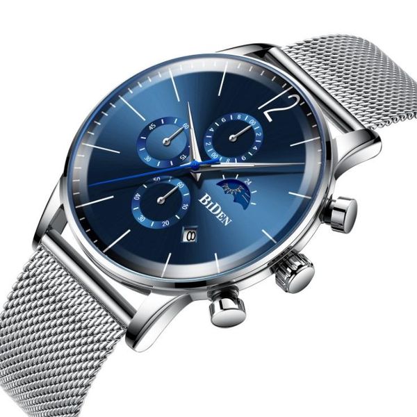 

wristwatches relogio masculino biden sports date mens watches waterproof sport watch men ultra thin dial quartz wrist, Slivery;brown