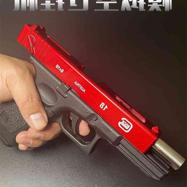 

87glock's drop s empty warehouse hanging, children's hand, small gunman moving soft bullet, boy grabbing toy simulation model