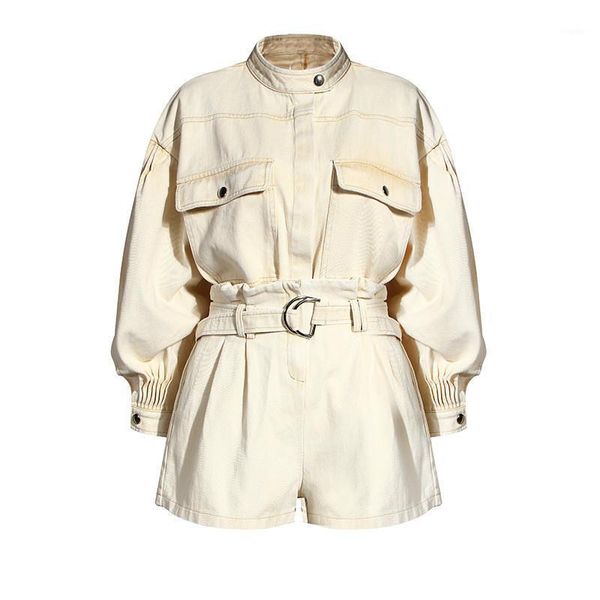 

autumn winter fashion long sleeve coat loose old pants casual tooling jacket + shorts suit two-piece women fz2868, White