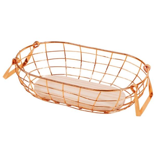 

fruit basket, retro wire net with wood bottom egg storage multifunction iron craft home decoration (gold) baskets