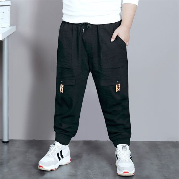 Pantaloni per ragazzi grandi Pantaloni per adolescenti autunnali Pantaloni casual per bambini grassi Pantaloni lunghi traspiranti Abiti taglie forti per 8-16 anni 210622