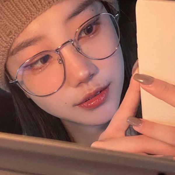

oversize metal square glasses frame for women street driving tourism men clear face fashion brand designer eyeglasses sunglasses frames, Black