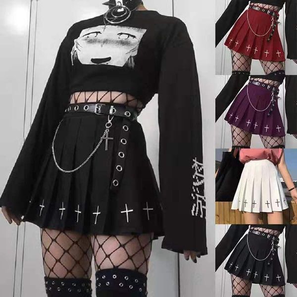 

skirts women mall goth clothes dark academia style black school e-girl mini skirt korean streetwear outfits autumn fashion