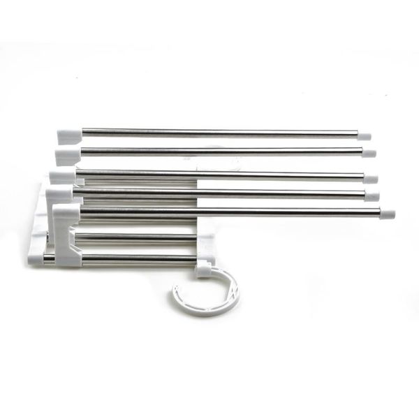 

hangers & racks multifunctional 5 in 1 stainless steel trouser rack, retractable drying scarf storage supplies, clothes horse
