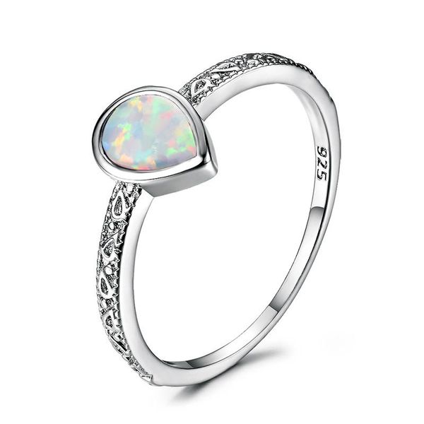 

wedding rings simple fashion water drop stone thin ring white blue purple opal engagement boho silver color party for women, Slivery;golden