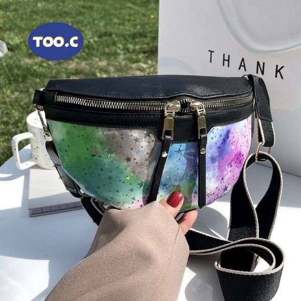 

waist bags colorful pu waterproof women's bag shoulder crossbody chest female fanny pack cartoon banana belt