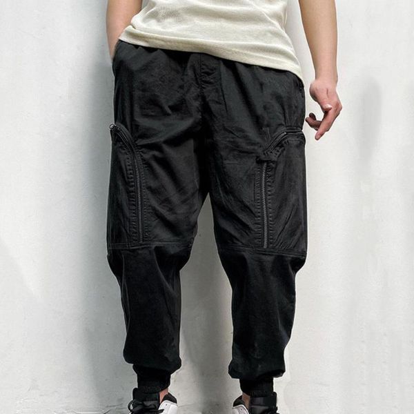 

men's pants fabulous ankle banded cargo men trousers comfy skin-friendly, Black