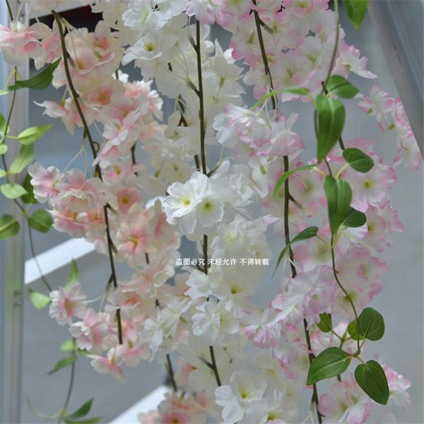 

sweet new home artificial cane cherry pear with green leaves branch of the trigeminal cherry wedding artificial flower decorate